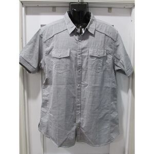 BKE Men's XL Standard Fit Gray Western Short-Sleeve Button-Up Shirt NWT